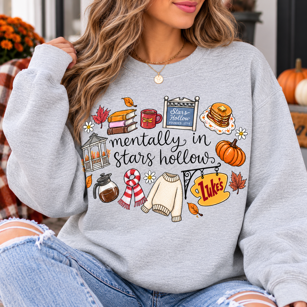 Mentally in Stars Hollow Crewneck Sweatshirt | Cozy Fall Graphic Pullover