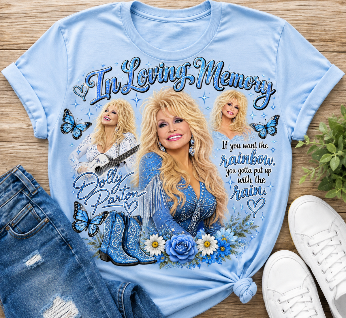 In Loving Memory Blue Dolly Parton Shirt | Dolly Inspired T-Shirt | Country Girl Gift