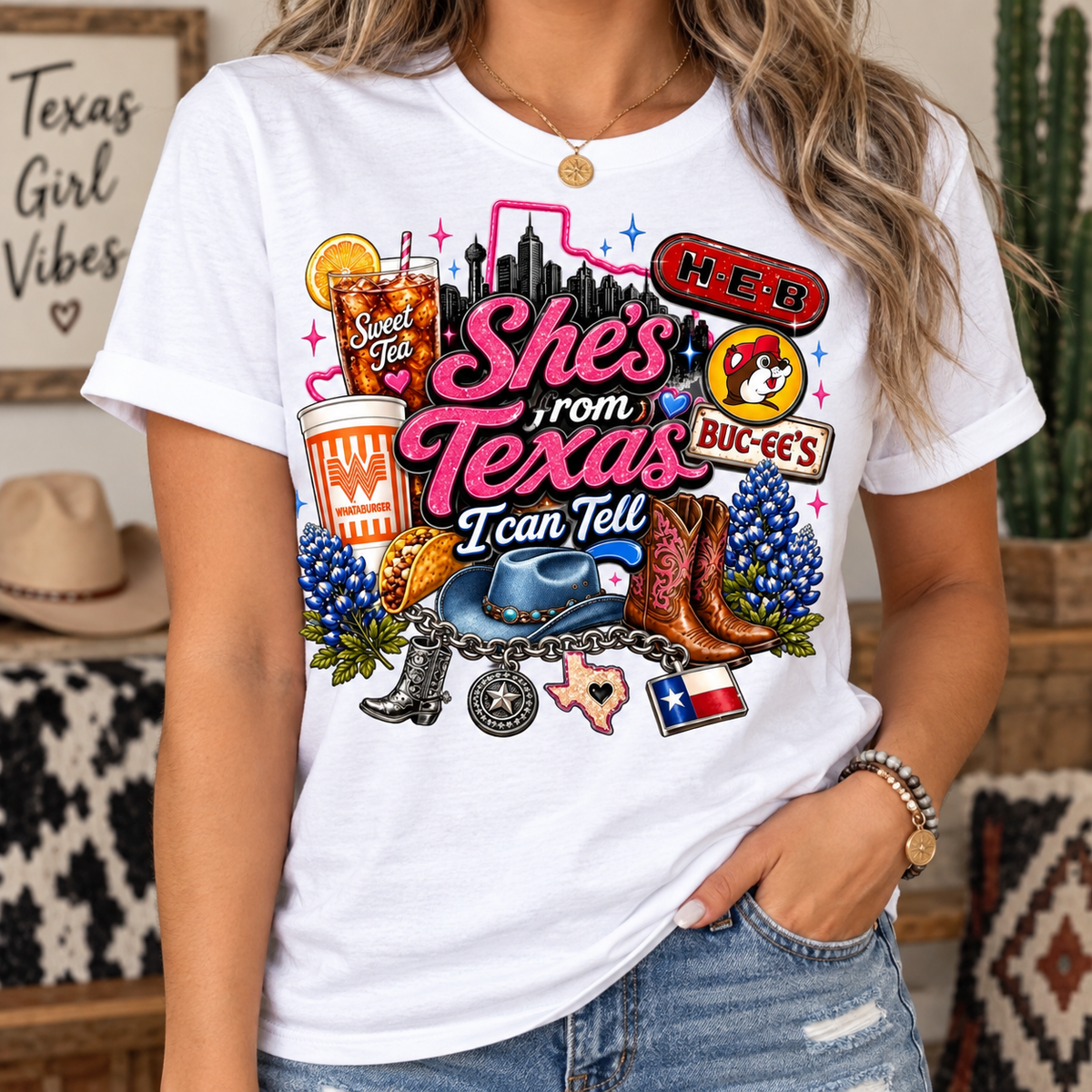She's From Texas I Can Tell Shirt | Texas Girl Graphic Tee | Western Cowgirl Shirt | Texas Pride Shirt | Cute Texas T Shirt | Cowgirl Gift