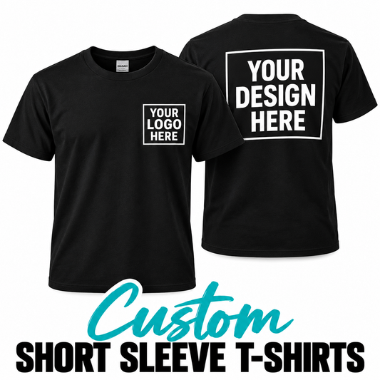 Make it yours! Our custom short sleeve Gilden T-shirts are perfect for businesses, events, teams, family shirts, personal designs, and everyday custom apparel.