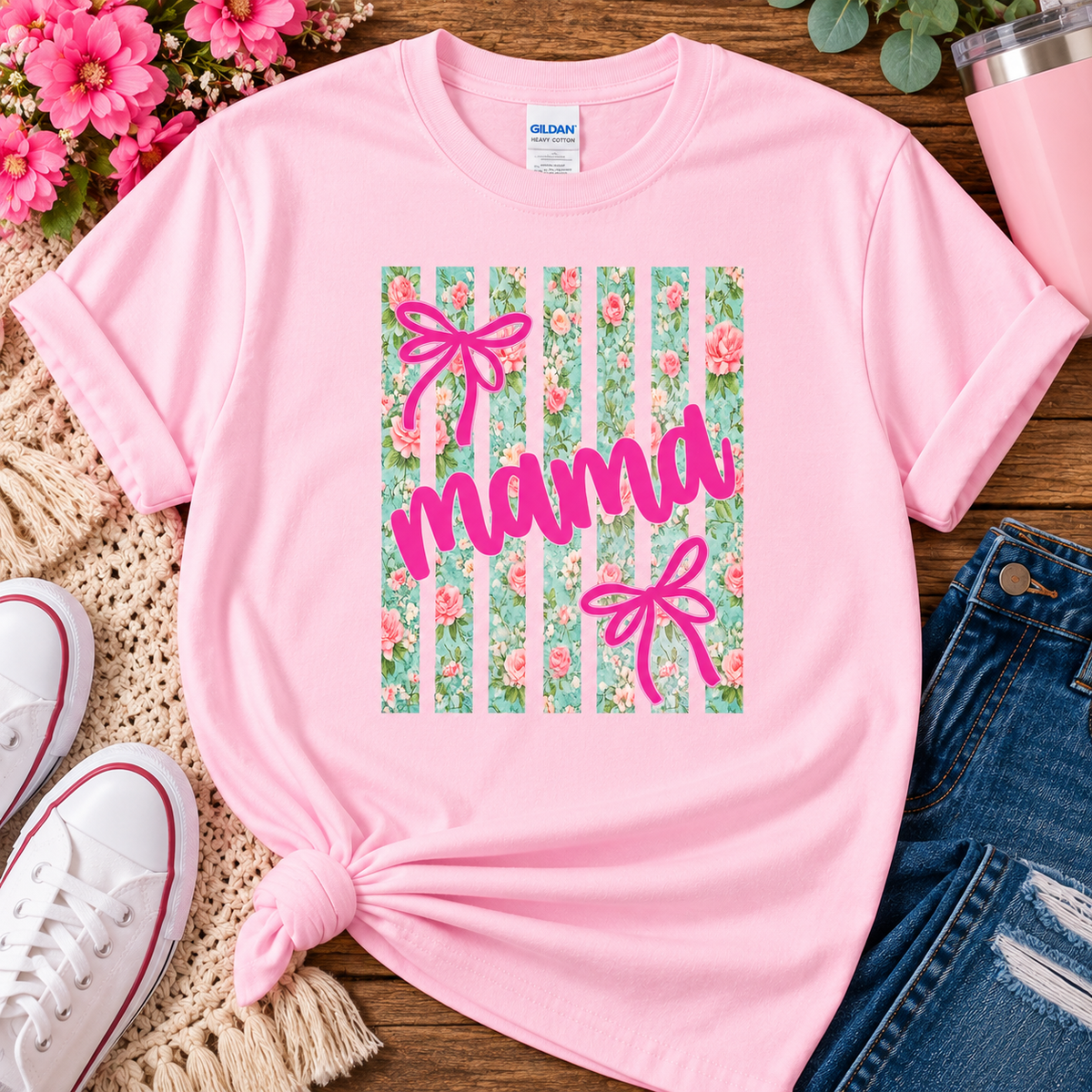 Mama Shirt, Floral Mama Shirt, Pink Mama T Shirt, Mom Shirt, Floral Bow Shirt, Mother’s Day Gift, Cute Mom Tee, Mama Gift