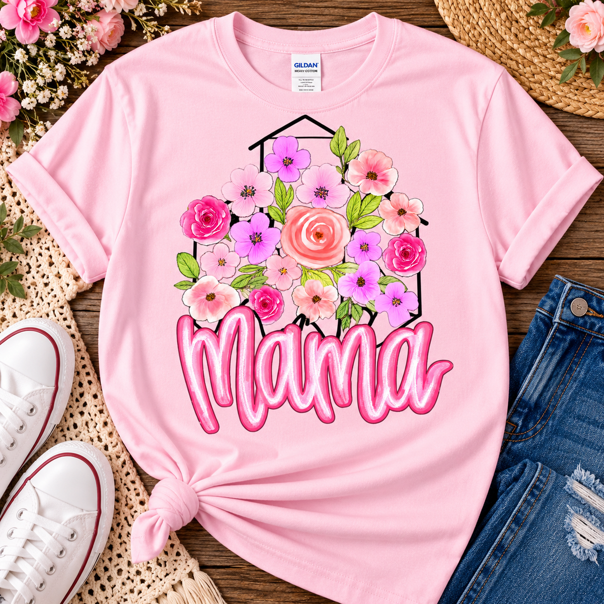Mama Floral Shirt, Pink Mama T Shirt, Floral Mom Shirt, Mama Tee, Mother’s Day Gift, Flower Mama Shirt, Cute Mom Gift