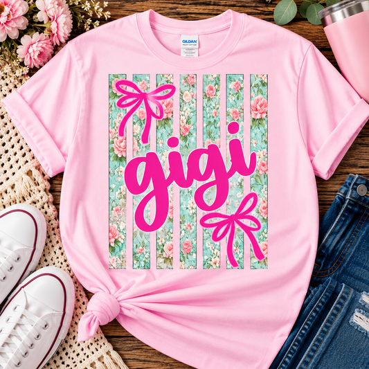 Gigi Shirt, Floral Gigi Shirt, Gigi Name Shirt, Personalized Gigi Tee, Grandma Shirt, Gigi Gift, Floral Grandma Shirt, Bow Shirt