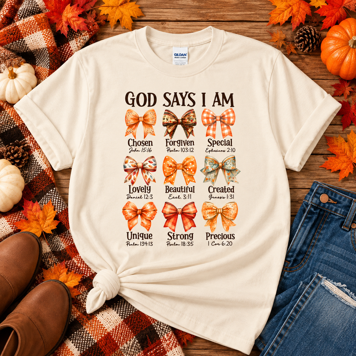 God Says I Am Shirt | Christian Bow T-Shirt | Faith Based Shirt | Inspirational Christian Tee