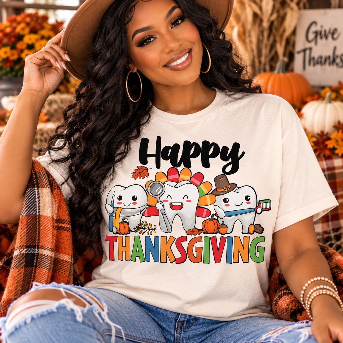 Happy Thanksgiving T-Shirt | Cute Thanksgiving Dental Graphic Tee | Fall Shirt
