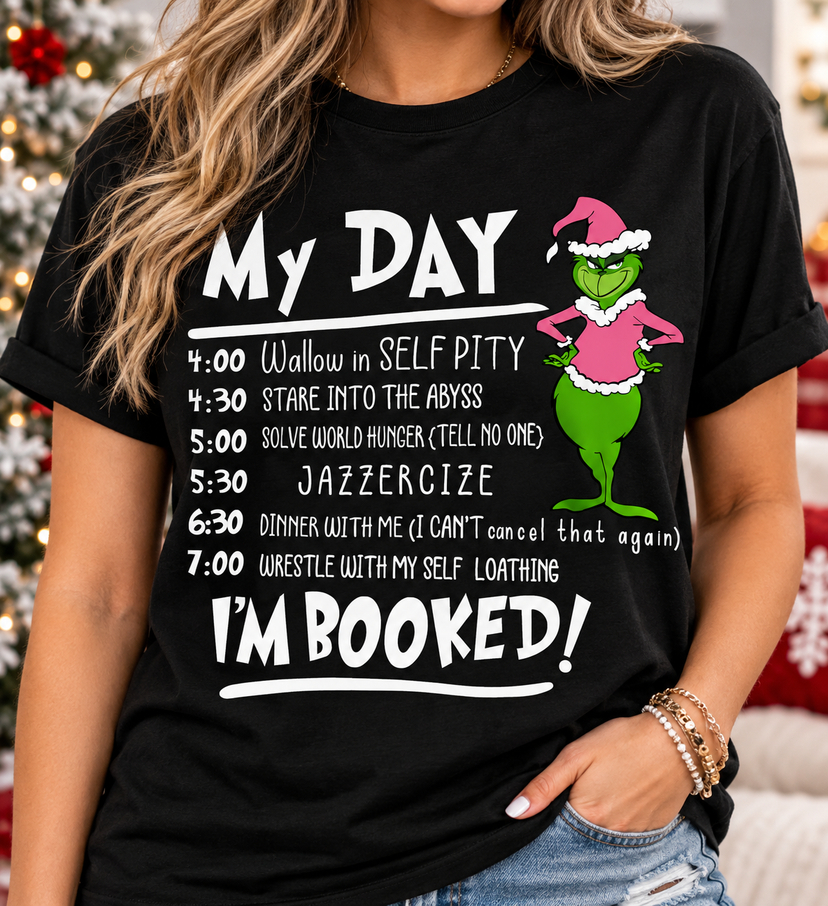 Funny Christmas T-Shirt | Grinch Christmas Shirt | I’m Booked Holiday Tee
