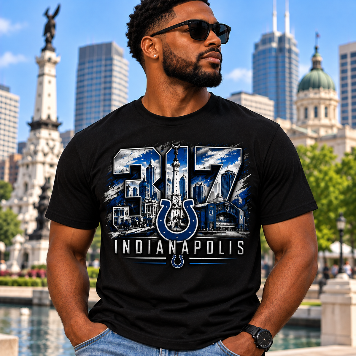 Indianapolis 317 T-Shirt, Circle City Indiana Football Fan Shirt